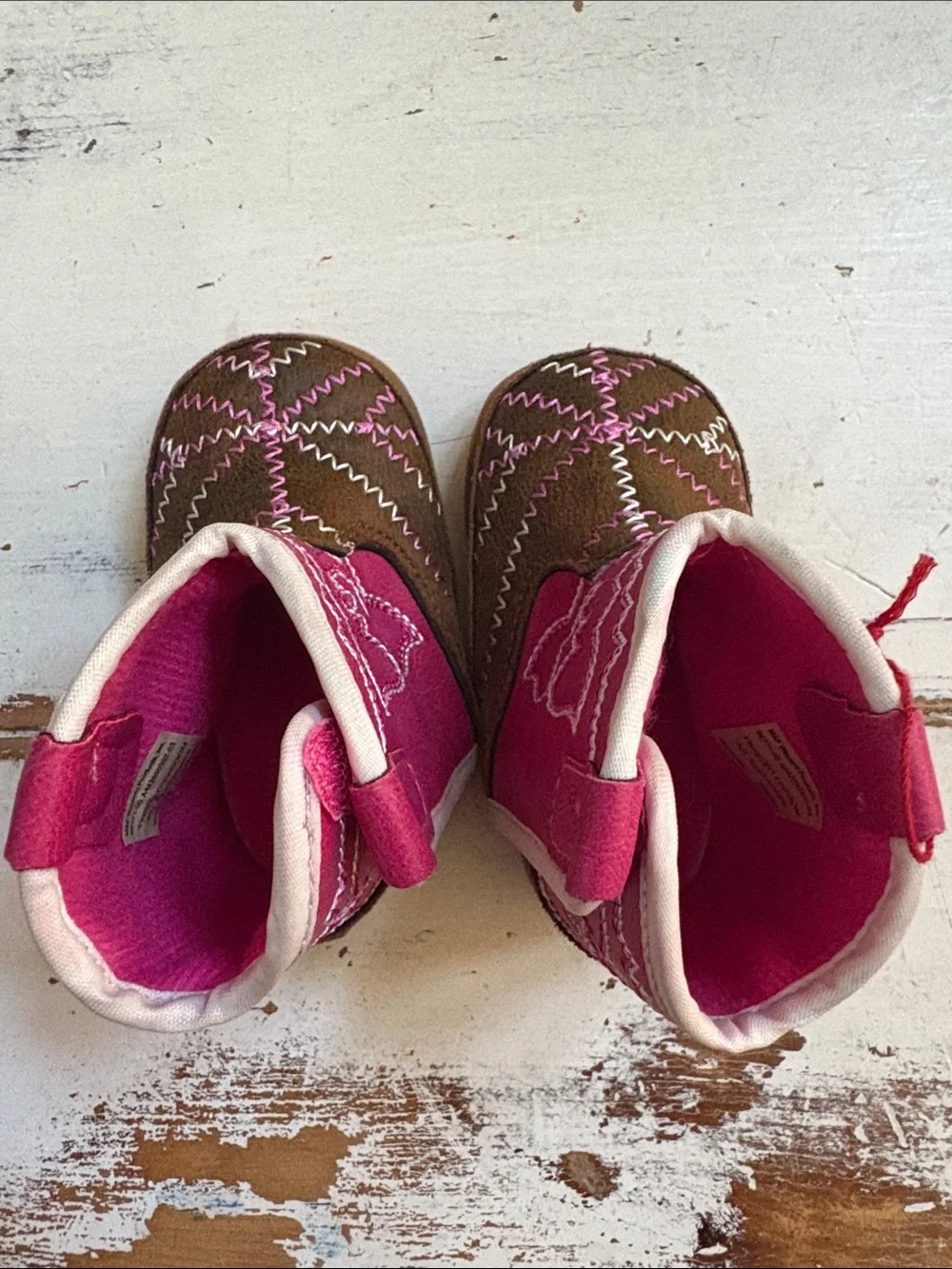 Ariat Pink and Brown Kids Western Boots